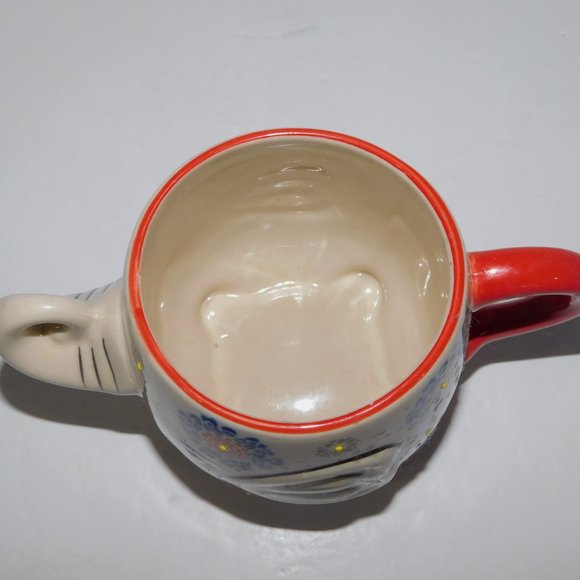 Yokohama studio Hand painted Figural White Blue Red  Elephant Mug 16 oz - Picture 6 of 9
